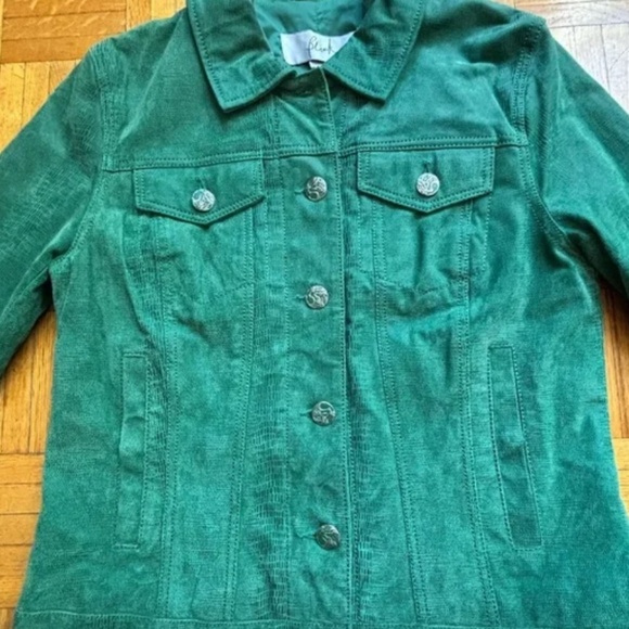 Kelly Green Suede Jacket - suede looks like snake print * accepting offers - Picture 3 of 5